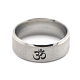 anneau de bande simple en acier inoxydable thème yoga ohm / aum pour hommes femmes(CHAK-PW0001-003H-01)-1