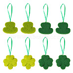 20Pcs 4 Styles Saint Patrick's Day Foam Pendant Decorations, with Polyester Cord, Hat & Clover, Mixed Color, 110~115mm, 5pcs/style(FIND-TA0010-96A)