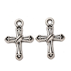 Tibetan Style Alloy Pendants, Cross Charms, Antique Silver, 20.5x14x2.5mm, Hole: 2mm, about 1299pcs/1000g(FIND-C094-30A-AS)
