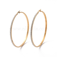 304 Stainless Steel Hoop Earrings, with Polymer Clay and Rhinestone, Ring, Golden, Crystal, 82.5x81.5x3.5mm(EJEW-N0031-11G-01H)