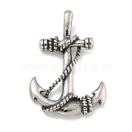 316 Surgical Stainless Steel Pendants, Anchor Charm, Antique Silver, 35.5x24.5x5mm, Hole: 3x6mm(STAS-E212-114AS)