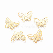 Iron Etched Metal Embellishments, Butterfly, Golden, 16.5x20.5x0.4mm, Hole: 1~1.2mm(IFIN-TAC001-11G)
