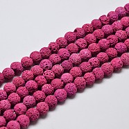 Natural Lava Rock Round Bead Strands, Dyed, Medium Violet Red, 8mm, Hole: 1mm, about 50pcs/strand, 15.7 inch(G-I124-8mm-05)