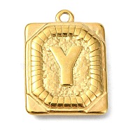 Ion Plating(IP) 304 Stainless Steel Pendants, Rectangle with Letter Charm, Real 18K Gold Plated, Letter Y, 24.5x18x3mm, Hole: 1.8mm(STAS-U033-01G-Y)