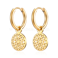 Elegant Stainless Steel Hollow Round Pendant Earrings for Women's Daily Wear(WC9613-1)