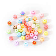50Pcs Transparent Stripe Resin Beads, Round, Mixed Color, 1/4 inch(8mm), Hole: 2mm, 50pcs/Bag(RESI-YW0001-02B)