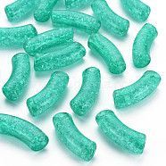 Transparent Crackle Acrylic Beads, Curved Tube, Light Sea Green, 35x11.5x13.5mm, Hole: 3.5mm, about 148pcs/500g(CACR-S009-001B-N68)