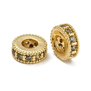 Rack Plating Brass Micro Pave Cubic Zirconia Beads, Lead Free & Cadmium Free, Long-Lasting Plated, Real 18K Gold Plated, Round, Dark Goldenrod, 6x2.5mm, Hole: 2.5mm(KK-U030-30G-09)