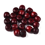 Natural Wood Apple Beads, Dyed, Column, Dark Red, 8x7mm, Hole: 1.6mm, 1715pcs/500g(WOOD-N016-50)