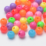 Plastic Beads, Round, Mixed Color, 8x7.5mm, Hole: 2mm(X-MACR-S272-46)
