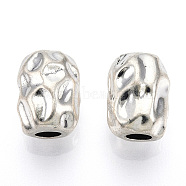 Tibetan Style Alloy Beads, Cadmium Free & Lead Free, Textured, Oval, Antique Silver, 11.5x8.5x8mm, Hole: 3mm(PALLOY-T075-170AS)