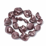 Shell Pearl Beads Strands, Polished, Nugget, Rosy Brown, 15~25x10~26x5~16mm, Hole: 1mm, about 18pcs/strand, 14.96 inch(BSHE-Q031-15B)