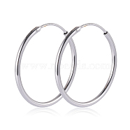 Rhodium Plated 925 Sterling Silver Hoop Earrings Endless Unisex Small Hoop Earrings 20mm Gold Plating Huggie Hoop Earrings for Women Men, Platinum, 20mm(JE1076A-03)