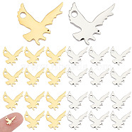 20Pcs 2 Colors 304 Stainless Steel Charms, Laser Cut, Eagle, Golden & Stainless Steel Color, 8.5x10.5x1mm, Hole: 1.2mm, 10pcs/color(STAS-AR0001-87)