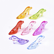 Transparent Acrylic Pendants, High-Heeled Shoes, Mixed Color, 23x45.5x16mm, Hole: 2.5mm, about 70pcs/500g(TACR-S133-121B)