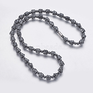 Non-magnetic Synthetic Hematite Mala Beads Necklaces, with Magnetic Clasps, Buddha, 22 inch(56cm)(NJEW-K096-10C)