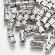 Iron Screw Clasps, Nickel Free, Platinum, 7x3mm, Hole: 0.6mm(IFIN-T007-29P-NF)