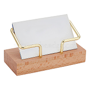 Wood Business Name Card Display Base, Iron Frame Name Card Storage Holder, Rectangle, Golden, 48x110x55mm(AJEW-WH0323-92)