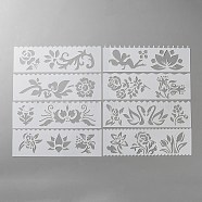 Plastic Drawing Stencil, Drawing Scale Template, For DIY Scrapbooking, Flower, 185~186x55.5~86x0.3mm, 8pcs/set(DIY-WH20001-12A)