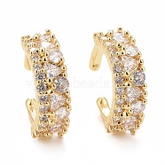 Clear Cubic Zirconia Chunky Cuff Earrings, Rack Plating Brass Jewelry for Women, Cadmium Free & Lead Free, Real 18K Gold Plated, 16x17x5.5mm, Inner Diameter: 12mm(EJEW-G288-09G)