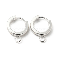 201 Stainless Steel Huggie Hoop Earrings Findings, with Vertical Loop, with 316 Surgical Stainless Steel Earring Pins, Ring, Silver, 13x3mm, Hole: 2.7mm, Pin: 1mm(STAS-A167-01M-S)