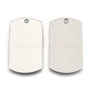 201 Stainless Steel Rectangle Stamping Blank Tag Pendants, Stainless Steel Color, 43x24x1mm, Hole: 3mm(STAS-S031-03)