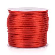 Nylon Cord, Satin Rattail Cord, for Beading Jewelry Making, Chinese Knotting, Red, 1mm, about 32.8 yards(30m)/roll(NWIR-L006-1mm-04)