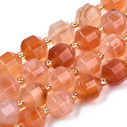 Natural Agate Beads Strands, Faceted, Round, 10x9.5mm, Hole: 1.2mm, Beads: 3.5x2mm, about 32~33pcs/strand, 15.16 inch(38.5cm)(G-T131-79B)
