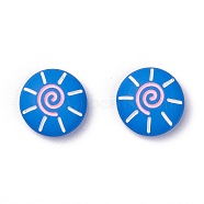 Opaque Resin Cabochons, Navy Style, Flat Round with Sun, Dodger Blue, 19x8mm(CRES-J045-06B)