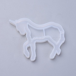 Shaker Mold, DIY Quicksand Jewelry Silicone Molds, Resin Casting Molds, For UV Resin, Epoxy Resin Jewelry Making, Unicorn, White, 68x82x8mm, Inner Size: 44x24mm(X-DIY-O005-09)