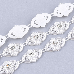 ABS Plastic Imitation Pearl Beaded Trim Garland Strand, Great for Door Curtain, Wedding Decoration DIY Material, with Rhinestone, Flower, Creamy White, 12x3.5mm, 10yards/roll(AJEW-S073-23)