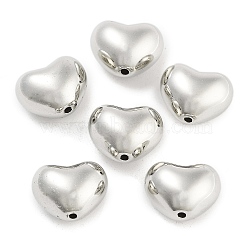 CCB Plastic Beads, Heart, Platinum, 10x12.5x9mm, Hole: 1.6mm(X-CCB-S164-59P)