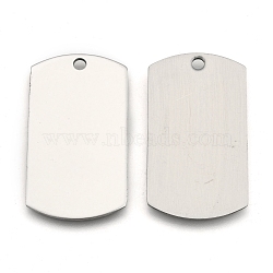 Tarnish Resistant 201 Stainless Steel Rectangle Stamping Blank Tag Pendants, Stainless Steel Color, 43x24x1mm, Hole: 3mm(STAS-S031-03)