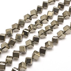 Natural Pyrite Cube Beads Strands, 10x10x10mm, Hole: 1mm, about 28pcs/strand, 15.7 inch(G-I125-97-10x10mm)