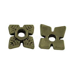 4-Petal Tibetan Style Alloy Bead Caps, Cadmium Free & Nickel Free & Lead Free, Flower, Antique Bronze, 6x6x2mm, Hole: 2mm, about 4166pcs/1000g(TIBEP-R304-119AB-FF)