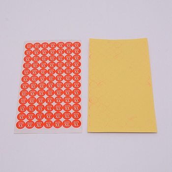 Size XL Clothing Size Round Sticker Labels, Adhesive Stickers, for Clothing T Shirts, Orange, 15.5x9x0.02cm, 84pcs/sheet, 15sheets/set, 1260pcs/set