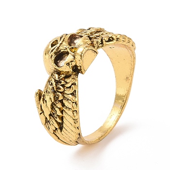 Alloy Skull Finger Ring, Gothic Jewelry for Women, Antique Golden, US Size 6 1/4(16.7mm)