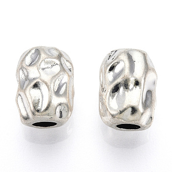 Tibetan Style Alloy Beads, Cadmium Free & Lead Free, Textured, Oval, Antique Silver, 11.5x8.5x8mm, Hole: 3mm