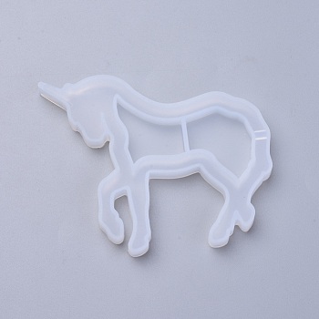 Shaker Mold, DIY Quicksand Jewelry Silhouette Silicone Molds, Resin Casting Molds, For UV Resin, Epoxy Resin Jewelry Making, Unicorn, White, 68x82x8mm, Inner Size: 44x24mm
