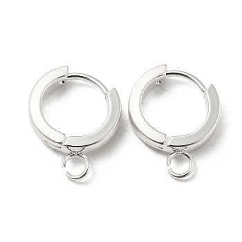 201 Stainless Steel Huggie Hoop Earrings Findings, with Vertical Loop, with 316 Surgical Stainless Steel Earring Pins, Ring, Silver, 13x3mm, Hole: 2.7mm, Pin: 1mm