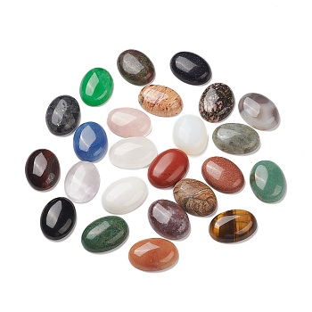 Natural & Synthetic Mixed Gemstone Cabochons, Half Oval, 30x22x8mm