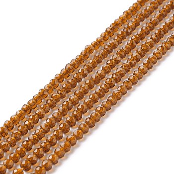 Transparent Glass Beads Strands, Faceted, Round, Peru, 3mm, Hole: 0.8mm, about 127~139pcs/strand, 14.09~14.53 inch(35.8~36.9cm)