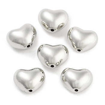 CCB Plastic Beads, Heart, Platinum, 10x12.5x9mm, Hole: 1.6mm