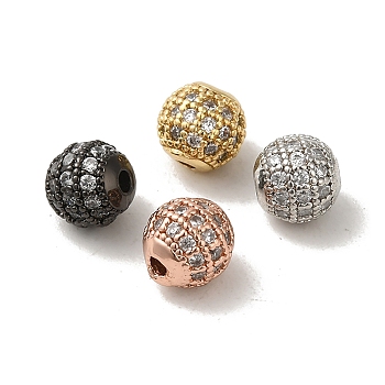 Brass Cubic Zirconia Beads, Round, Mixed Color, 6mm, Hole: 1.5mm