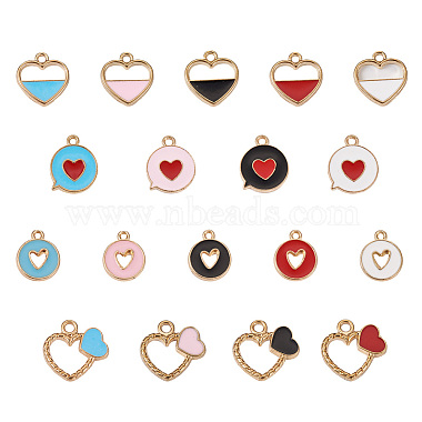 Light Gold Mixed Color Mixed Shapes Alloy+Enamel Pendants