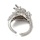 Dragon Brass with Clear Cubic Zirconia Open Cuff Ring(RJEW-L111-01P)-3