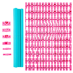 1 Bag Letters & Numbers PP Plastic Cookie Stamps, Baking Tools, Deep Pink, 125x82mm, Single Stamp: 15x2.5~9x10mm(DIY-SC0033-91)