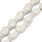 Ocean Series Handmade Porcelain Beads, Conch, White, 15~16x9~10x6~7.5mm, Hole: 2mm, about 25pcs/strand, 14.17''(36cm)(PORC-R002-04A-05)