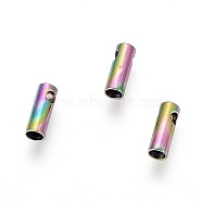 Ion Plating(IP) 304 Stainless Steel Cord Ends, End Caps, Column, Rainbow Color, 7.5x2.6mm, Hole: 1.2mm, Inner Diameter: 2mm(STAS-F232-01C-M)