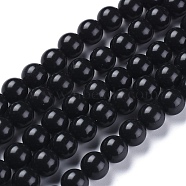 Natural Black Stone Beads Strands, Round, 8mm, Hole: 1mm, about 48pcs/strand, 15.16 inch(38.5cm)(X-G-I288-A02-8mm)